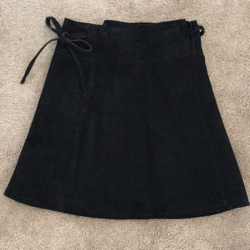 Vintage Black Leather Suede Skirt